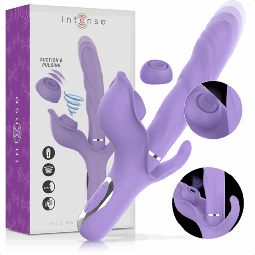 INTENSE - BILLIE VIBRADOR MULTIFUNCIÓN RECARGABLE ONDAS ESTIMULADORAS CON PULSADOR MORADO