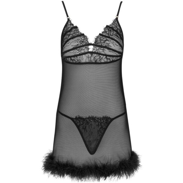 LIVCO CORSETTI FASHION - ZERUNAM SET BABYDOLL + TANGA NEGRO L/XL - Imagen 3