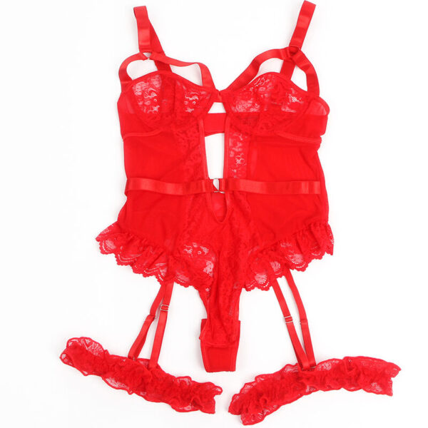 SUBBLIME - TEDDY CON LIGA DETALLE ENCAJE Y TIRAS ROJO L/XL - Imagen 3