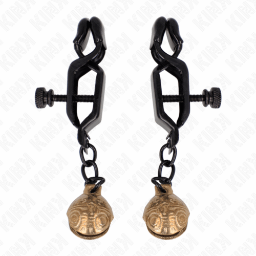 KINK - PINZAS PARA PEZONES PLANAS NEGRO CON CASCABEL 7 CM