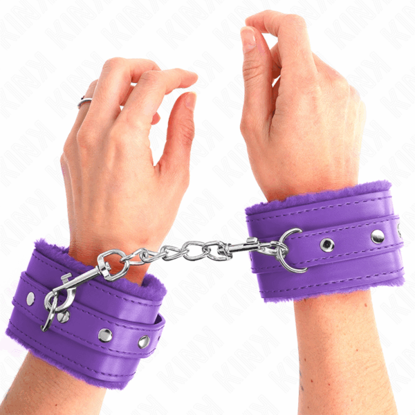 KINK - MUÑEQUERAS FORRADAS PREMIUM VIOLETA CON CORREA VIOLETA AJUSTABLE 17-29 CM X 6 CM - Imagen 4