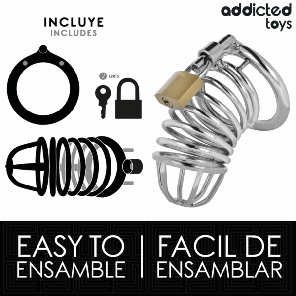 ADDICTED TOYS LOCKED - IRON CELL JAULA PARA PENE DE METAL TALLA M - Imagen 4