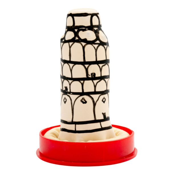 CONDOMERIE - PRESERVATIVO DECORATIVO PINTADO A MANO TORRE DE PISA - Imagen 2