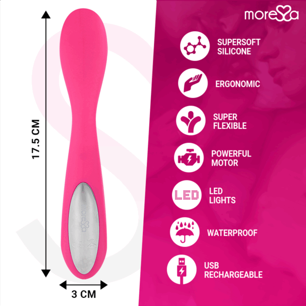 MORESSA - DRUSO MASAJEADOR DUO PUNTO G Y SUERO PELVICO PREMIUM SILICONE RECARGABLE - Imagen 4