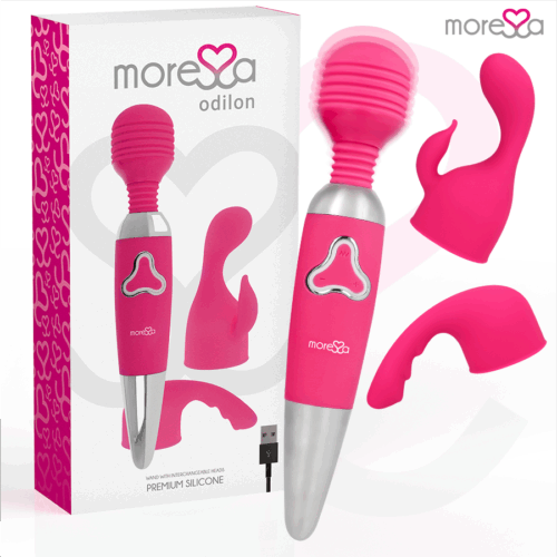 MORESSA - ODILON WAND POTENTE MOTOR MAS DOS CABEZALES PREMIUM SILICONE RECARGABLE