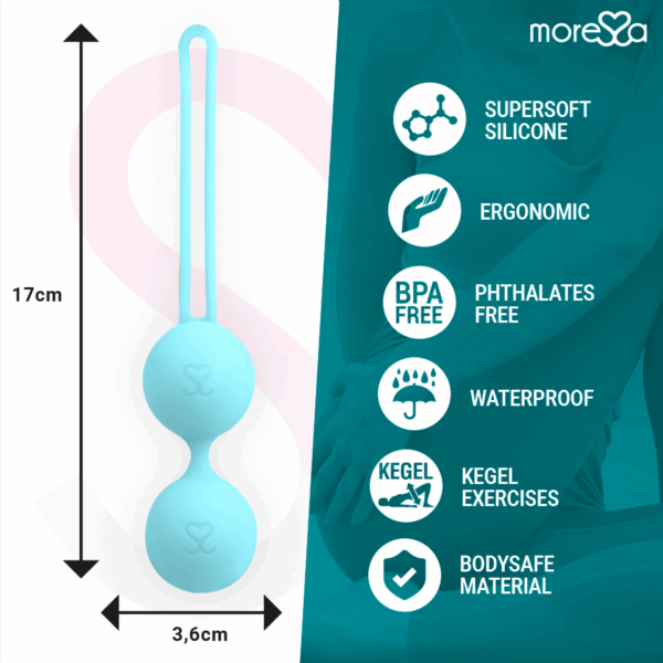 MORESSA - OSIAN THREE ENTRENAMIENTO SUELO PELVICO 85 gr PREMIUM SILICONA TURQUESA - Imagen 4