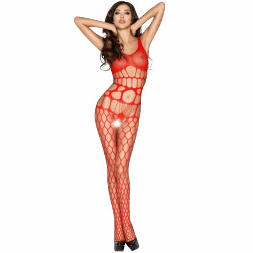 PASSION - WOMAN BS032 BODYSTOCKING ROJO TALLA ÚNICA